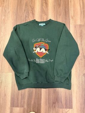 Vintage “Get Off The Green” Big Dogs Green Graphic Crewneck Sweatshirt